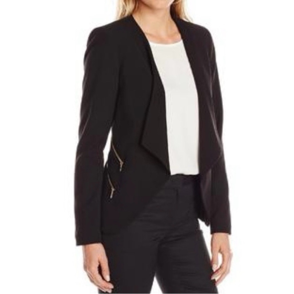 Calvin Klein Black Open Blazer Three Buttons with Gold Accents US Size 4